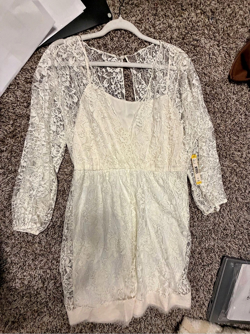 alice + olivia Lace Mini Dress in Cream